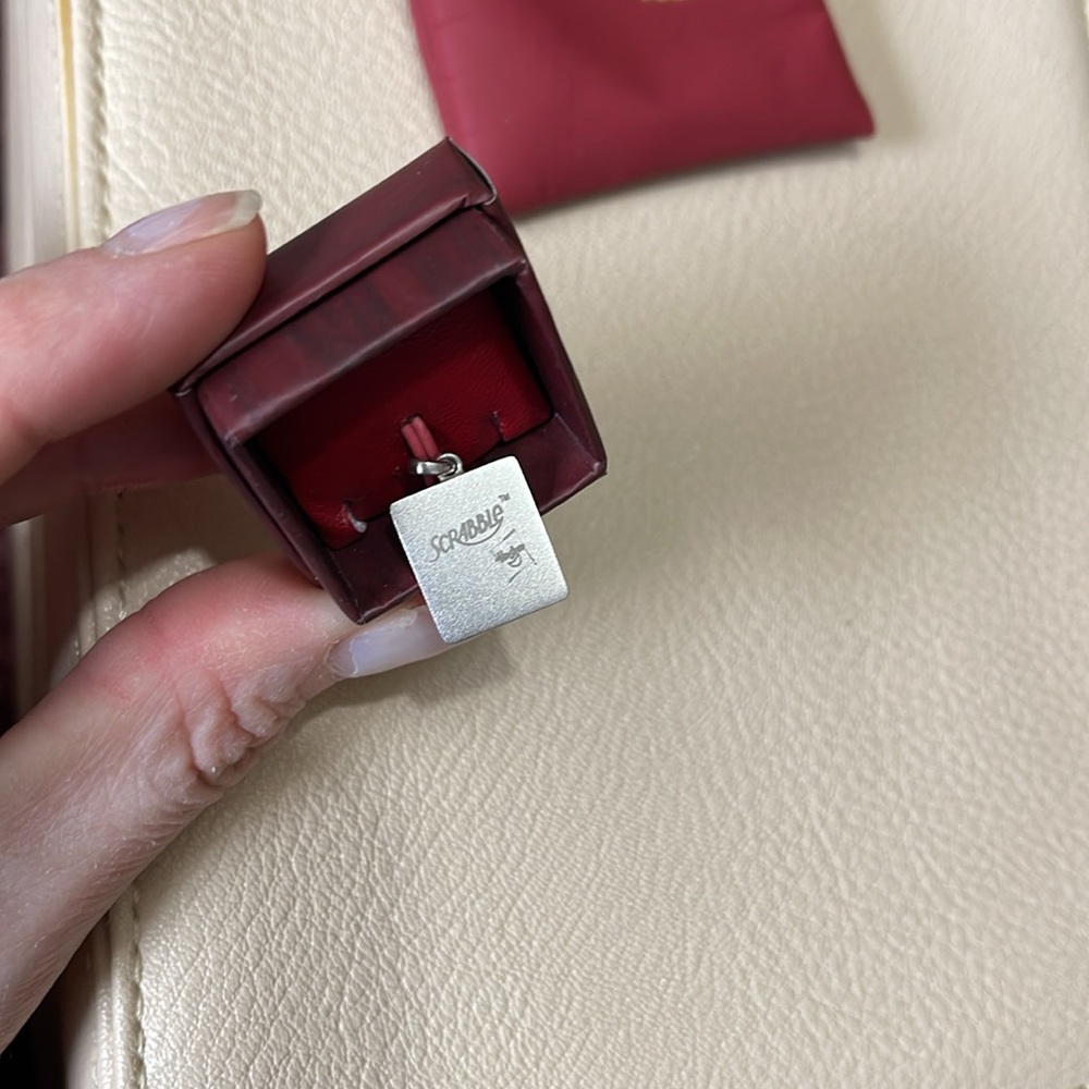 Sterling silver 925 Scrabble pendant black diamond M - Picture 2 of 4